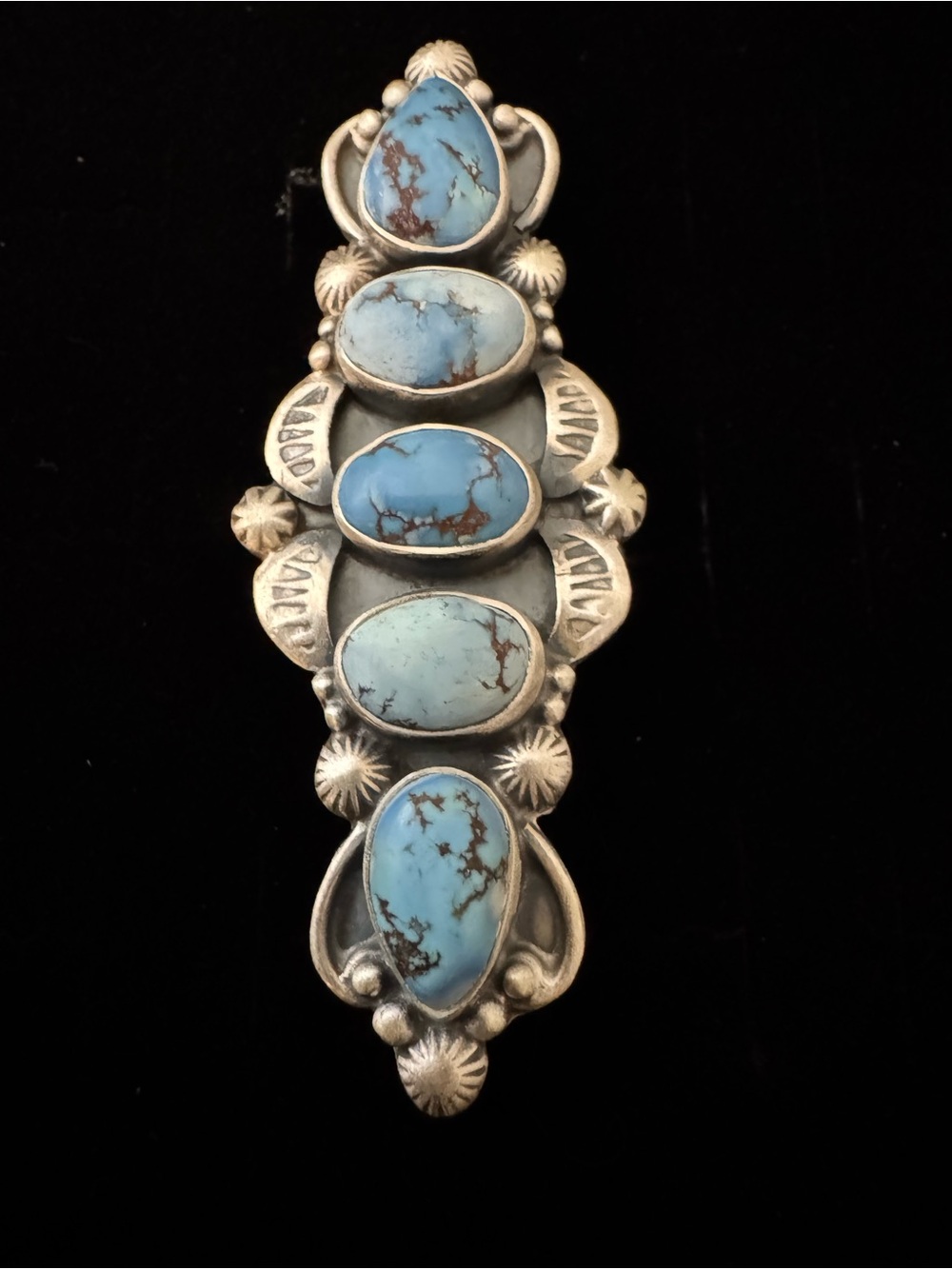 Handcrafted genuine, white water Turquoise Stone Silver‎ Statement Ring - Blue - Picture 2 of 8